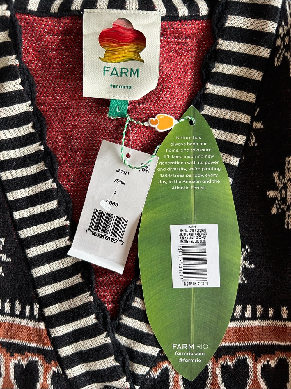 FARM Rio Ainika Love Coconut Groove Knit Cardigan Size Large NWT - Picture 5 of 6